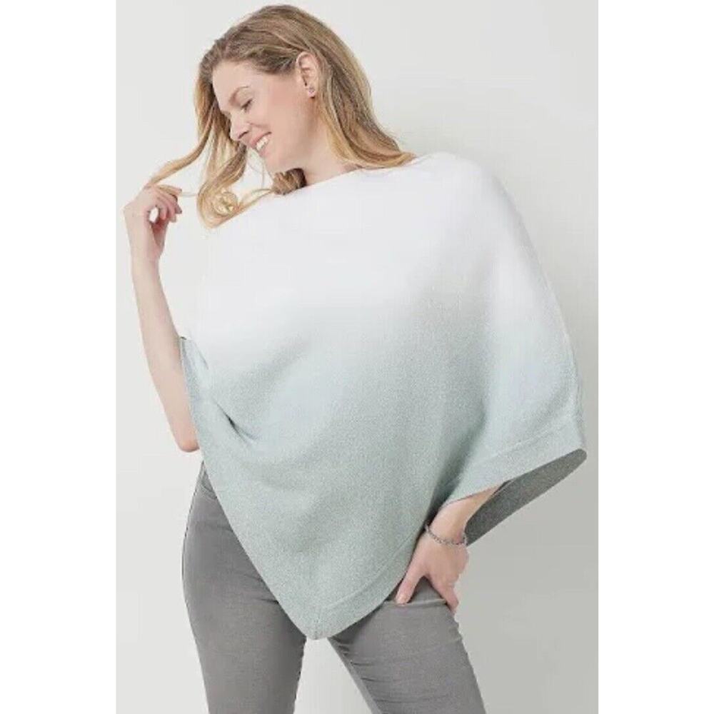 Barefoot Dreams Cozychic Ultra Lite Ocean Breeze Poncho Ombre Waterfall Blue OS